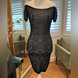 Guess Black Black Bodycon Paisley Dress